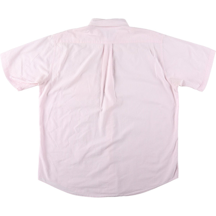 Brooks Brothers Est.1818 Seersucker Short-Sleeve Button-Down Striped Shirt, Men's Size XL (approx.) cotton white type Vintage Second Hand