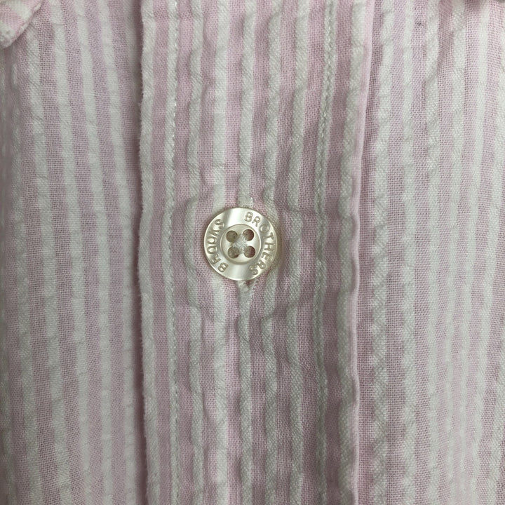 Brooks Brothers Est.1818 Seersucker Short-Sleeve Button-Down Striped Shirt, Men's Size XL (approx.) cotton white type Vintage Second Hand