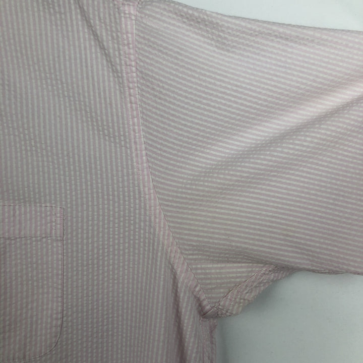 Brooks Brothers Est.1818 Seersucker Short-Sleeve Button-Down Striped Shirt, Men's Size XL (approx.) cotton white type Vintage Second Hand