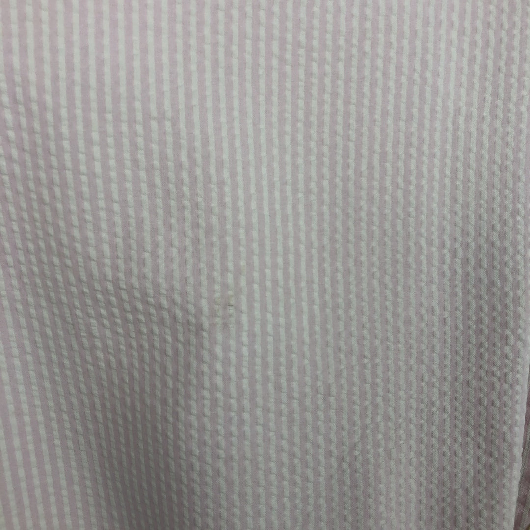 Brooks Brothers Est.1818 Seersucker Short-Sleeve Button-Down Striped Shirt, Men's Size XL (approx.) cotton white type Vintage Second Hand
