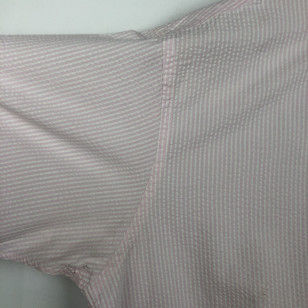 Brooks Brothers Est.1818 Seersucker Short-Sleeve Button-Down Striped Shirt, Men's Size XL (approx.) cotton white type Vintage Second Hand