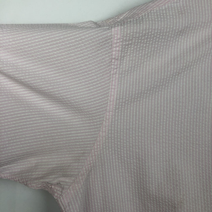 Brooks Brothers Est.1818 Seersucker Short-Sleeve Button-Down Striped Shirt, Men's Size XL (approx.) cotton white type Vintage Second Hand