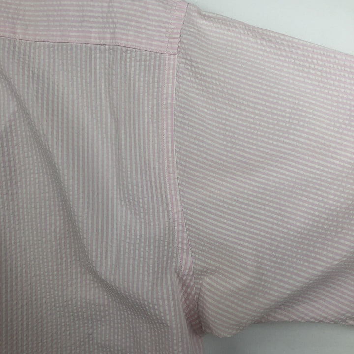 Brooks Brothers Est.1818 Seersucker Short-Sleeve Button-Down Striped Shirt, Men's Size XL (approx.) cotton white type Vintage Second Hand
