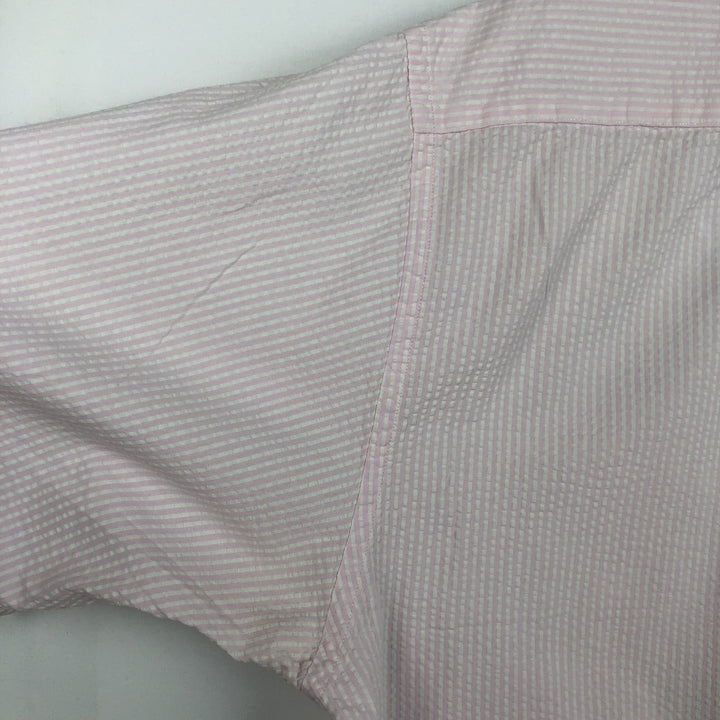 Brooks Brothers Est.1818 Seersucker Short-Sleeve Button-Down Striped Shirt, Men's Size XL (approx.) cotton white type Vintage Second Hand