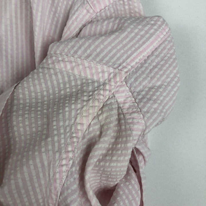 Brooks Brothers Est.1818 Seersucker Short-Sleeve Button-Down Striped Shirt, Men's Size XL (approx.) cotton white type Vintage Second Hand