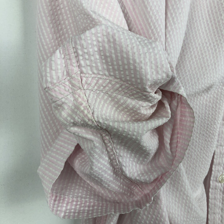 Brooks Brothers Est.1818 Seersucker Short-Sleeve Button-Down Striped Shirt, Men's Size XL (approx.) cotton white type Vintage Second Hand
