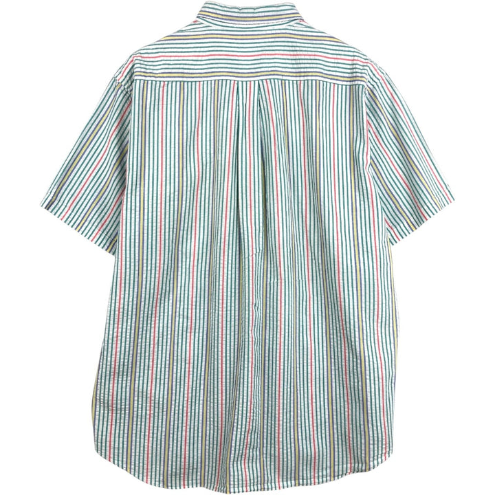 Brooks Brothers Est.1818 Seersucker Short-Sleeve Button-Down Striped Shirt, Men's Size XL (approx.) cotton multicolor Vintage Second Hand