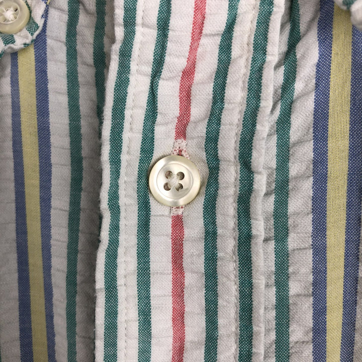 Brooks Brothers Est.1818 Seersucker Short-Sleeve Button-Down Striped Shirt, Men's Size XL (approx.) cotton multicolor Vintage Second Hand