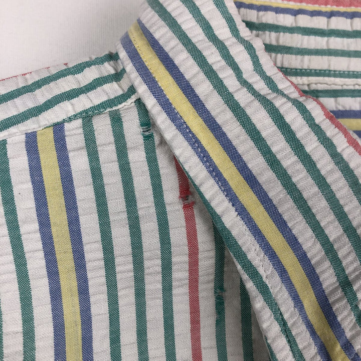 Brooks Brothers Est.1818 Seersucker Short-Sleeve Button-Down Striped Shirt, Men's Size XL (approx.) cotton multicolor Vintage Second Hand