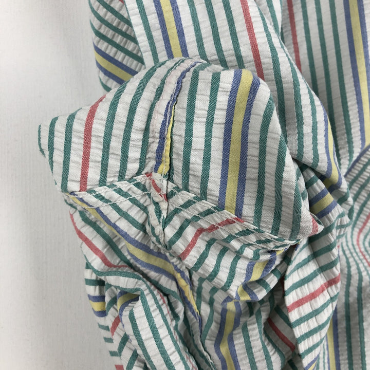 Brooks Brothers Est.1818 Seersucker Short-Sleeve Button-Down Striped Shirt, Men's Size XL (approx.) cotton multicolor Vintage Second Hand