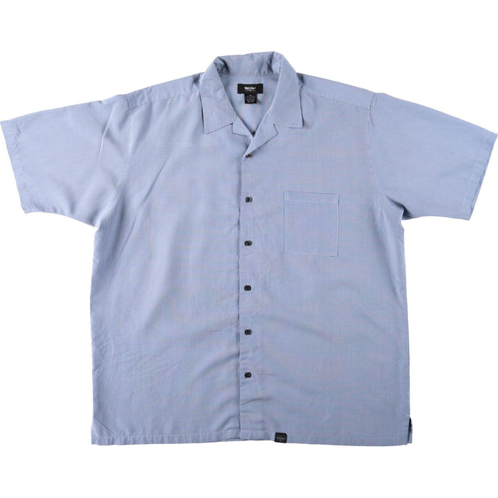 Mossimo Check Pattern Short-Sleeve Open Collar Polyester x Rayon Box Shirt (Men's XL equivalent) Rayon blue type Vintage Second Hand