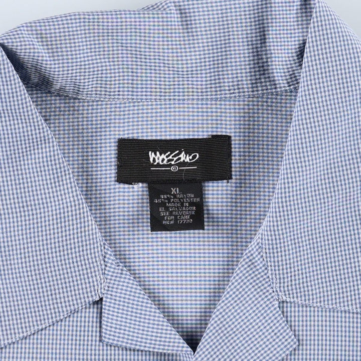 Mossimo Check Pattern Short-Sleeve Open Collar Polyester x Rayon Box Shirt (Men's XL equivalent) Rayon blue type Vintage Second Hand