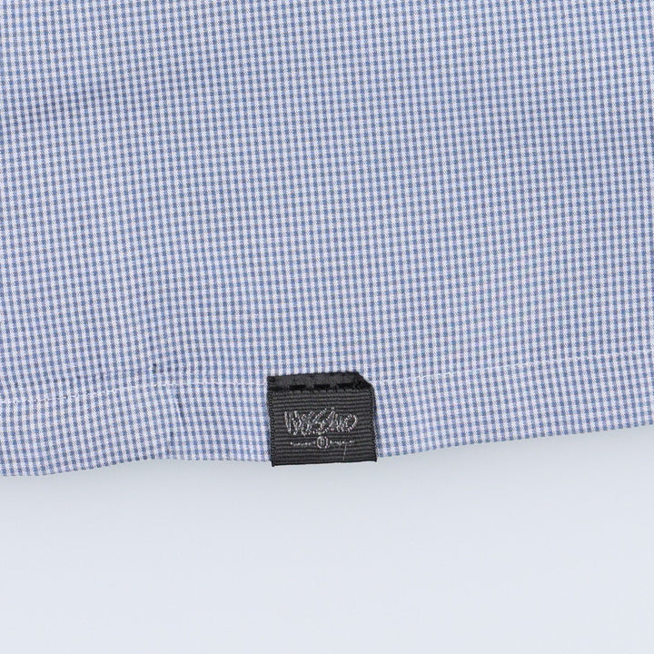 Mossimo Check Pattern Short-Sleeve Open Collar Polyester x Rayon Box Shirt (Men's XL equivalent) Rayon blue type Vintage Second Hand