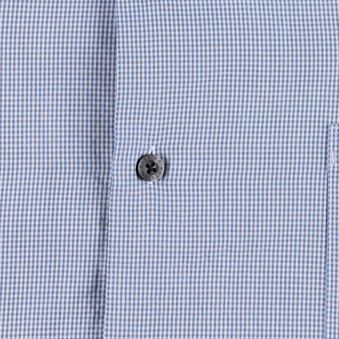 Mossimo Check Pattern Short-Sleeve Open Collar Polyester x Rayon Box Shirt (Men's XL equivalent) Rayon blue type Vintage Second Hand