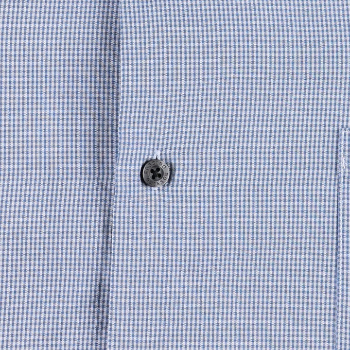 Mossimo Check Pattern Short-Sleeve Open Collar Polyester x Rayon Box Shirt (Men's XL equivalent) Rayon blue type Vintage Second Hand