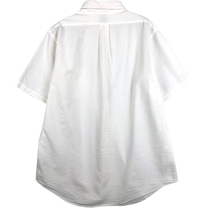 Brooks Brothers 1818 REGENT Seersucker short sleeve button down striped shirt, men's size L cotton white type Vintage Second Hand