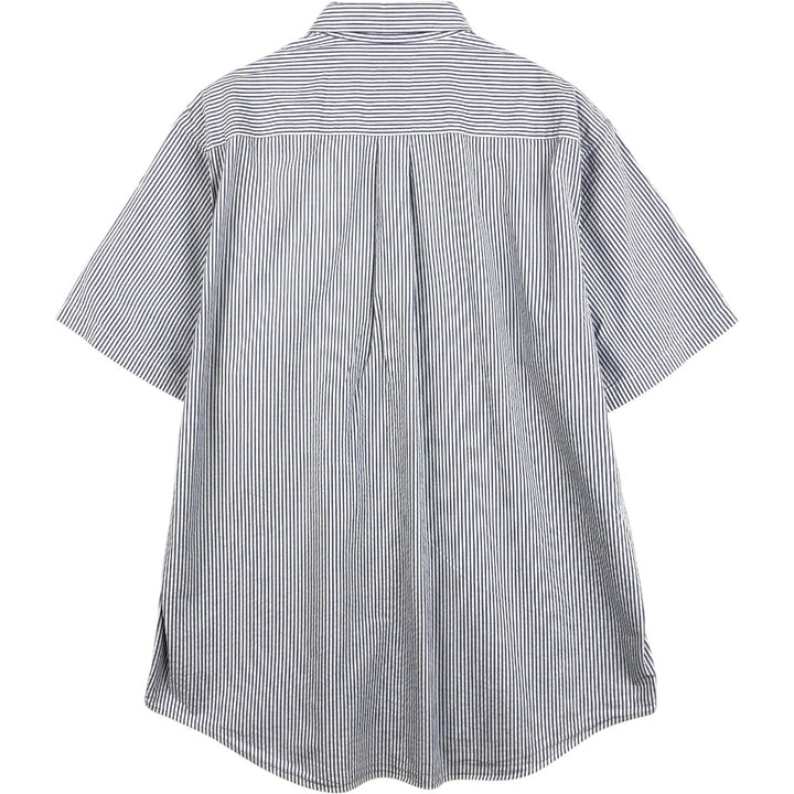Brooks Brothers Est.1818 Sport Shirt, Seersucker Short-Sleeve Button-Down Striped Shirt, Men's Size XL (approx.) cotton white type Vintage Second Hand