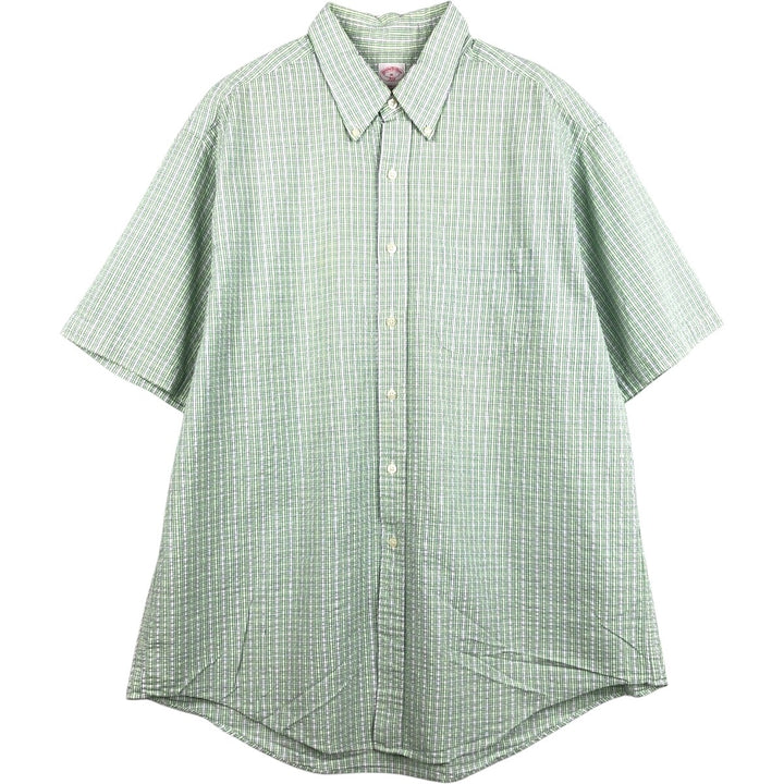 Brooks Brothers 346 Seersucker Short Sleeve Button-Down Striped Shirt, Men's Size XL cotton white type Vintage Second Hand