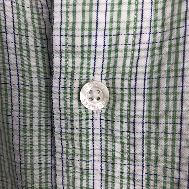 Brooks Brothers 346 Seersucker Short Sleeve Button-Down Striped Shirt, Men's Size XL cotton white type Vintage Second Hand