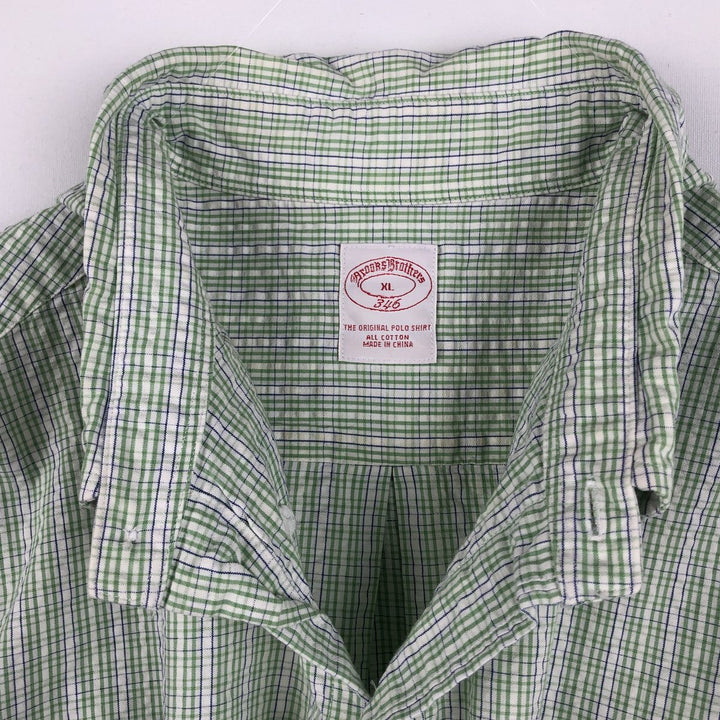 Brooks Brothers 346 Seersucker Short Sleeve Button-Down Striped Shirt, Men's Size XL cotton white type Vintage Second Hand
