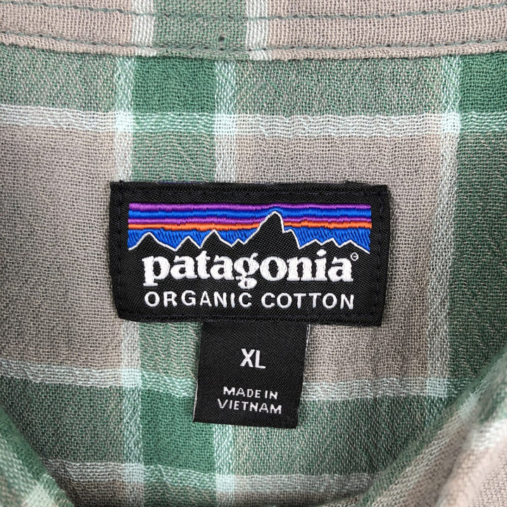 Patagonia STY52931SP17 Short-Sleeve Cotton Check Shirt, Boxy Shirt, Men's Size XL (approx.) Organic cotton gray type Vintage Second Hand