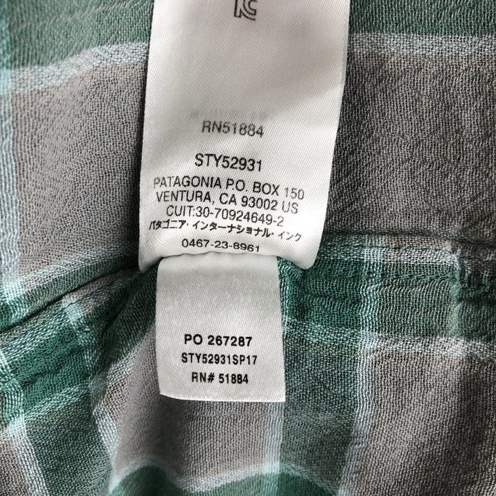 Patagonia STY52931SP17 Short-Sleeve Cotton Check Shirt, Boxy Shirt, Men's Size XL (approx.) Organic cotton gray type Vintage Second Hand