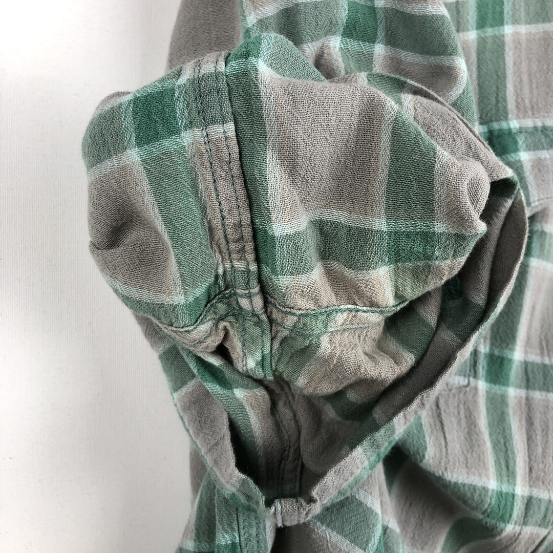 Patagonia STY52931SP17 Short-Sleeve Cotton Check Shirt, Boxy Shirt, Men's Size XL (approx.) Organic cotton gray type Vintage Second Hand