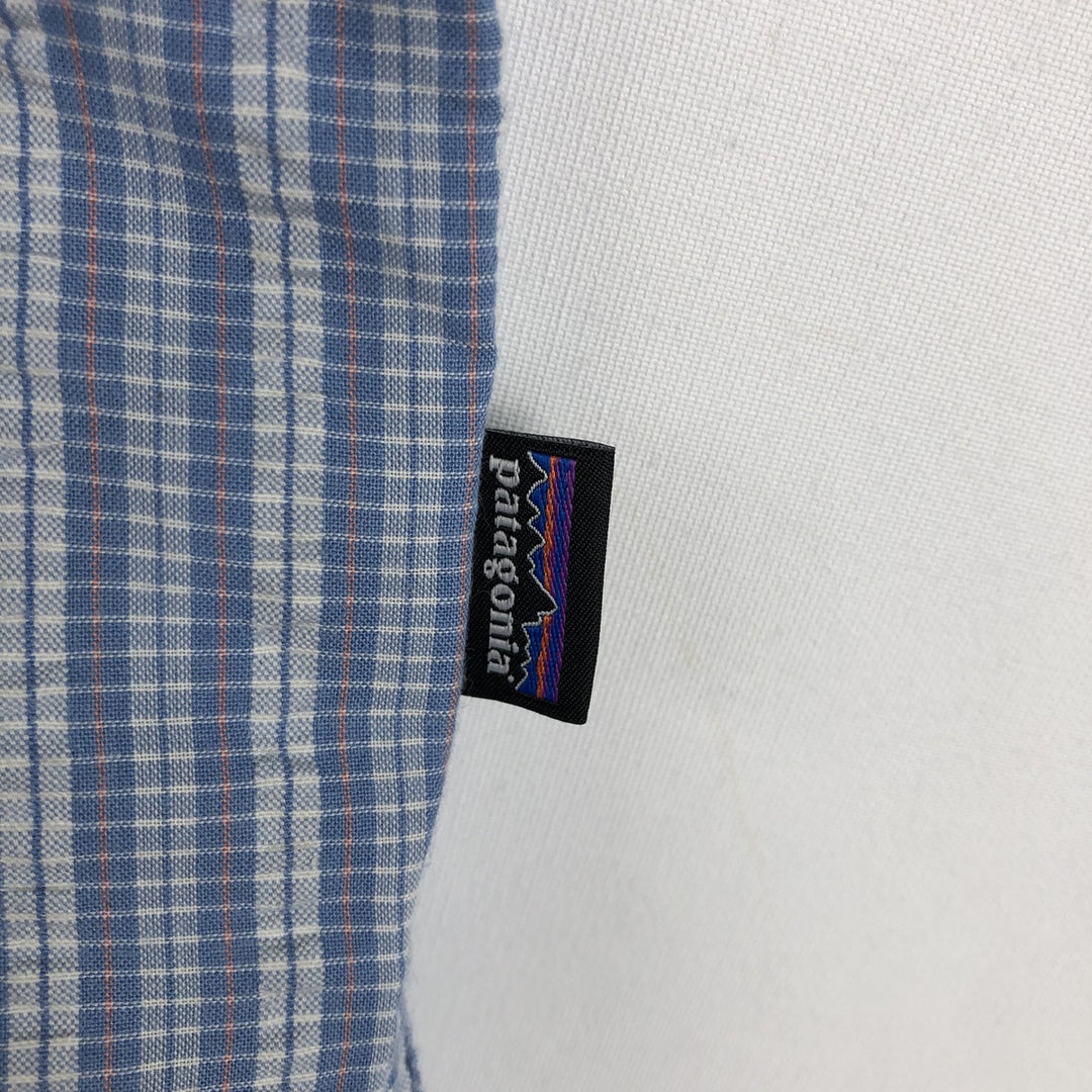 Patagonia STY53004SP18 Stripe Pattern Short-Sleeve Polyester Box Shirt (Men's Size M) polyester Blue type light blue Vintage Second Hand