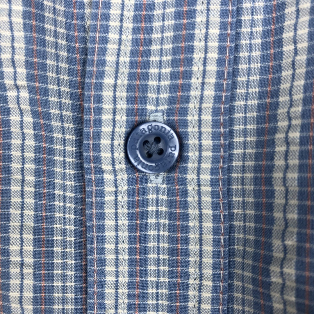 Patagonia STY53004SP18 Stripe Pattern Short-Sleeve Polyester Box Shirt (Men's Size M) polyester Blue type light blue Vintage Second Hand