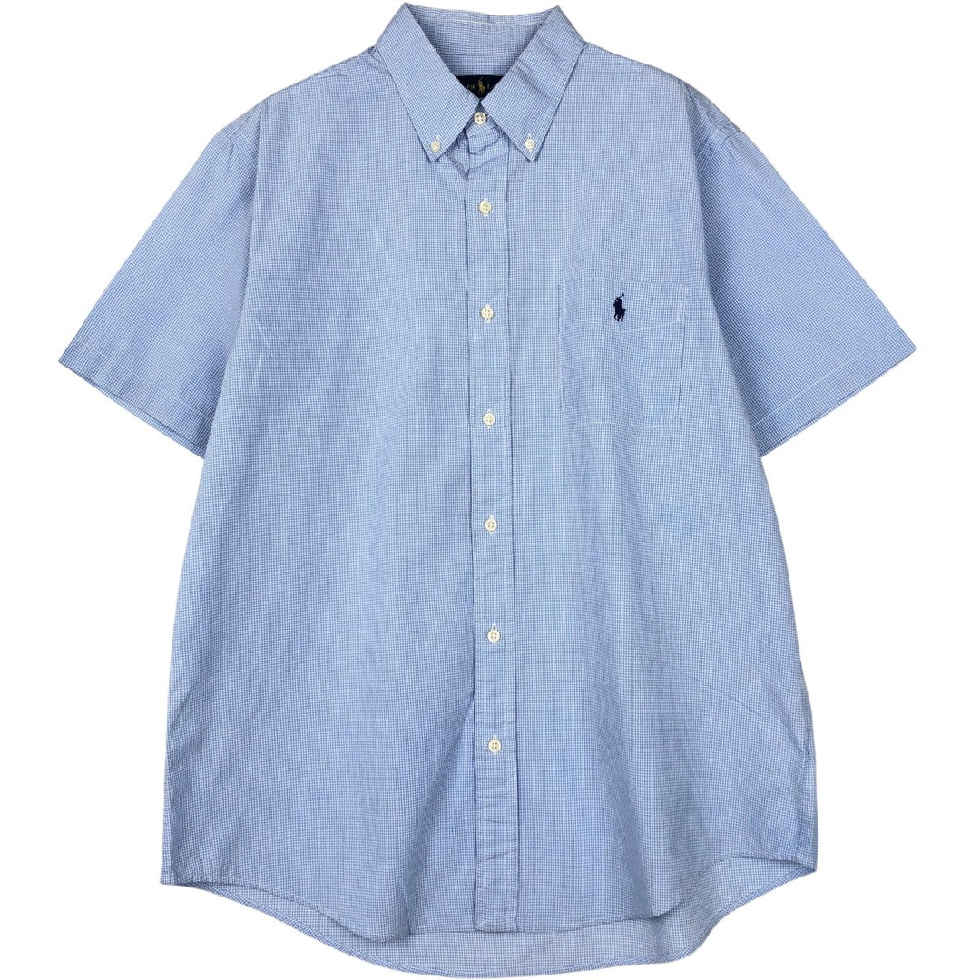 Ralph Lauren CLASSIC FIT Short-Sleeve Button-Down Check Shirt, Men's Size L (approx.) cotton blue type Vintage Second Hand