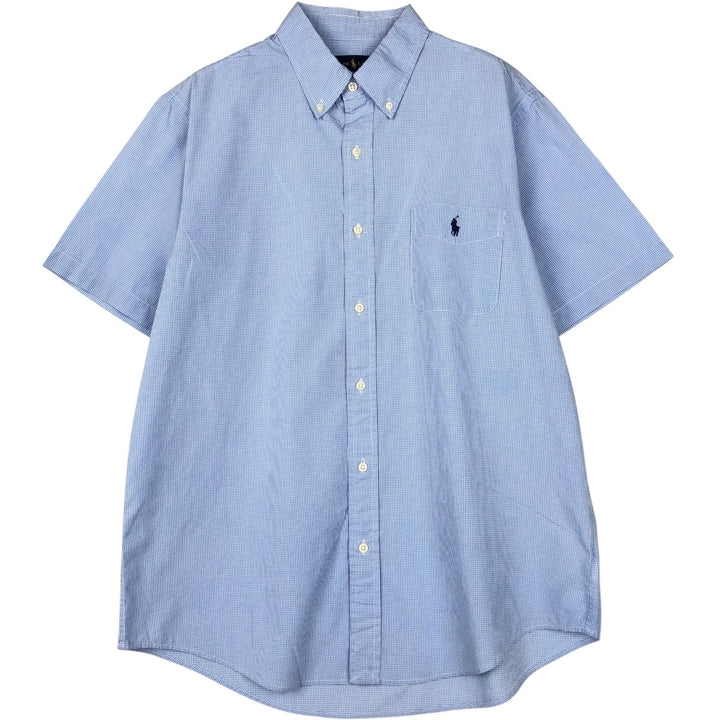Ralph Lauren CLASSIC FIT Short-Sleeve Button-Down Check Shirt, Men's Size L (approx.) cotton blue type Vintage Second Hand