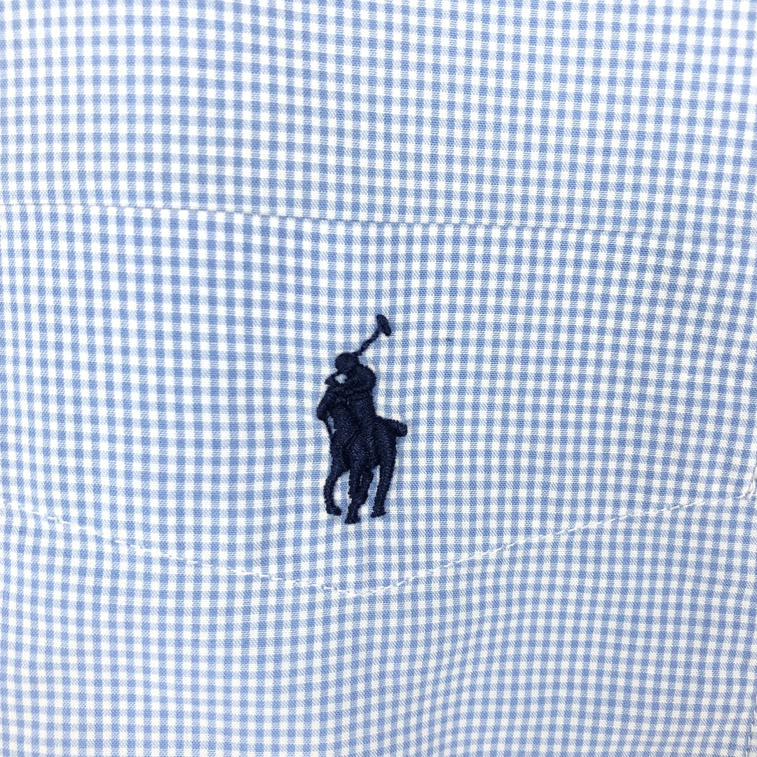 Ralph Lauren CLASSIC FIT Short-Sleeve Button-Down Check Shirt, Men's Size L (approx.) cotton blue type Vintage Second Hand
