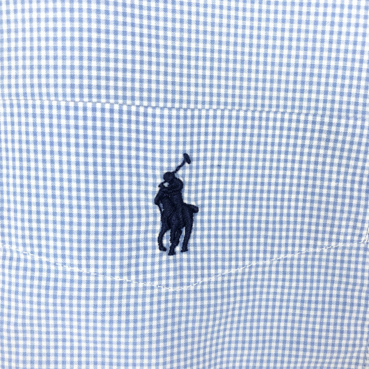 Ralph Lauren CLASSIC FIT Short-Sleeve Button-Down Check Shirt, Men's Size L (approx.) cotton blue type Vintage Second Hand