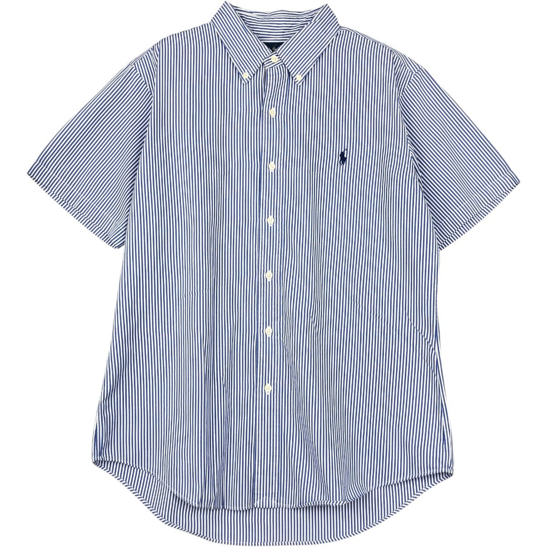 Ralph Lauren CUSTOM FIT short sleeve button down striped shirt men's XL size cotton blue type Vintage Second Hand