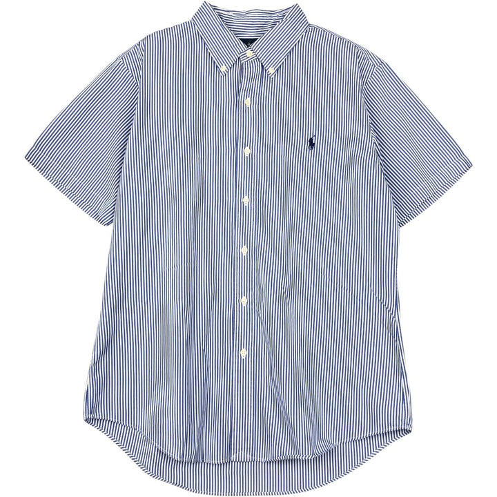 Ralph Lauren CUSTOM FIT short sleeve button down striped shirt men's XL size cotton blue type Vintage Second Hand