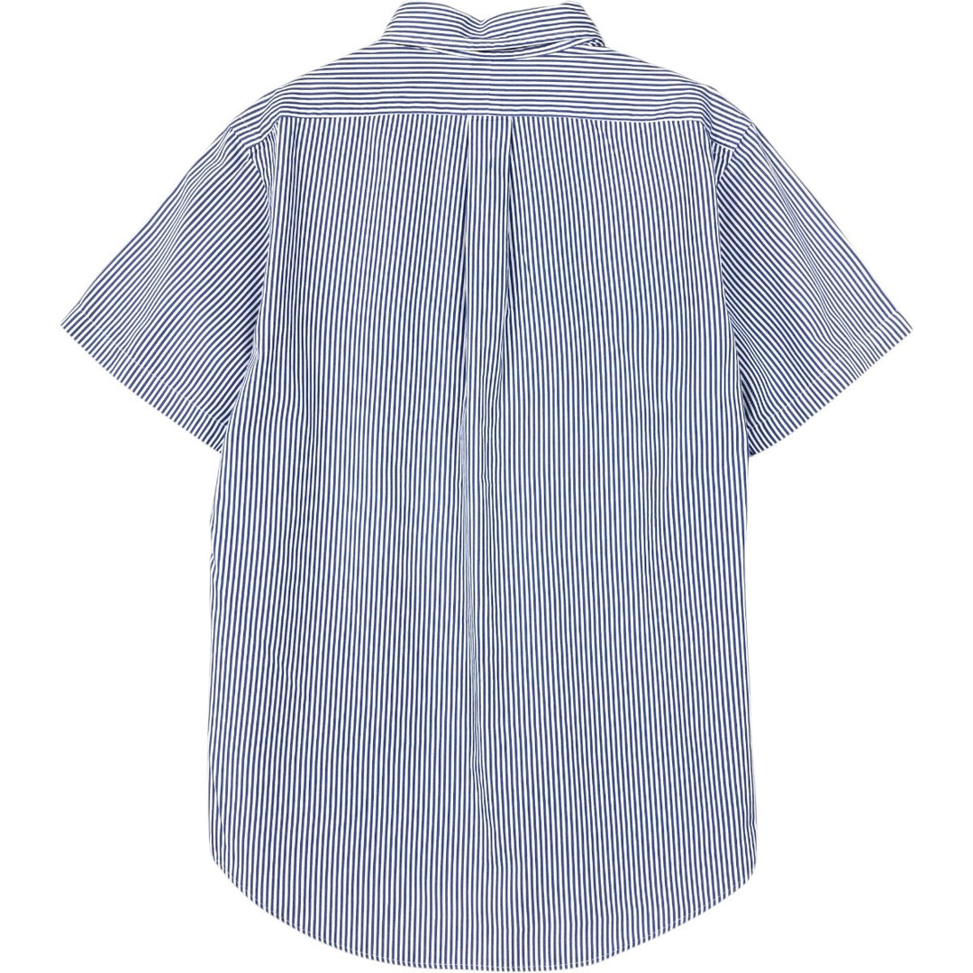 Ralph Lauren CUSTOM FIT short sleeve button down striped shirt men's XL size cotton blue type Vintage Second Hand