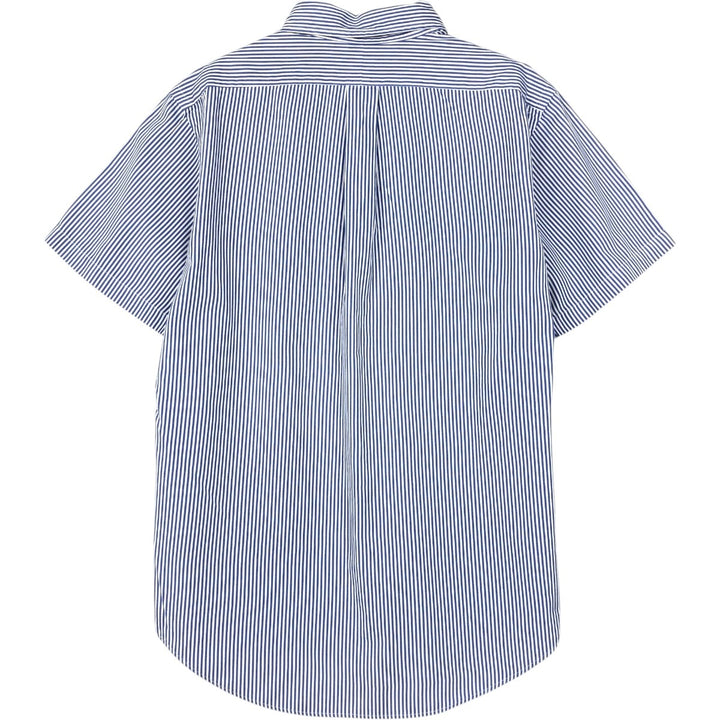 Ralph Lauren CUSTOM FIT short sleeve button down striped shirt men's XL size cotton blue type Vintage Second Hand
