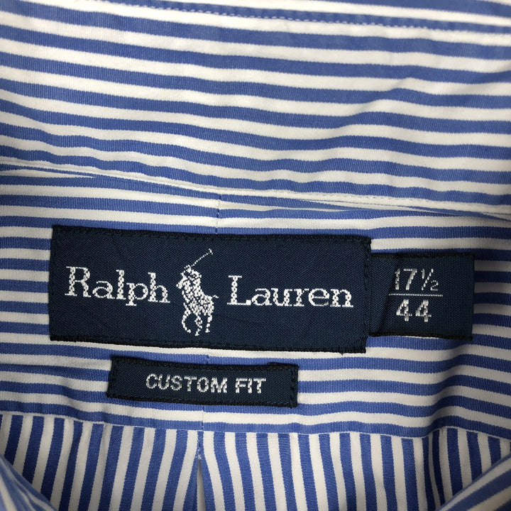 Ralph Lauren CUSTOM FIT short sleeve button down striped shirt men's XL size cotton blue type Vintage Second Hand