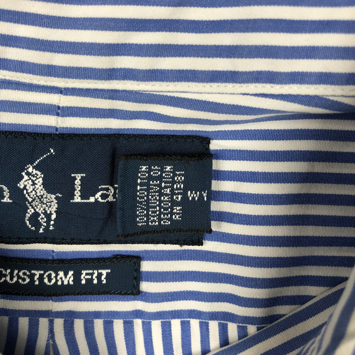 Ralph Lauren CUSTOM FIT short sleeve button down striped shirt men's XL size cotton blue type Vintage Second Hand