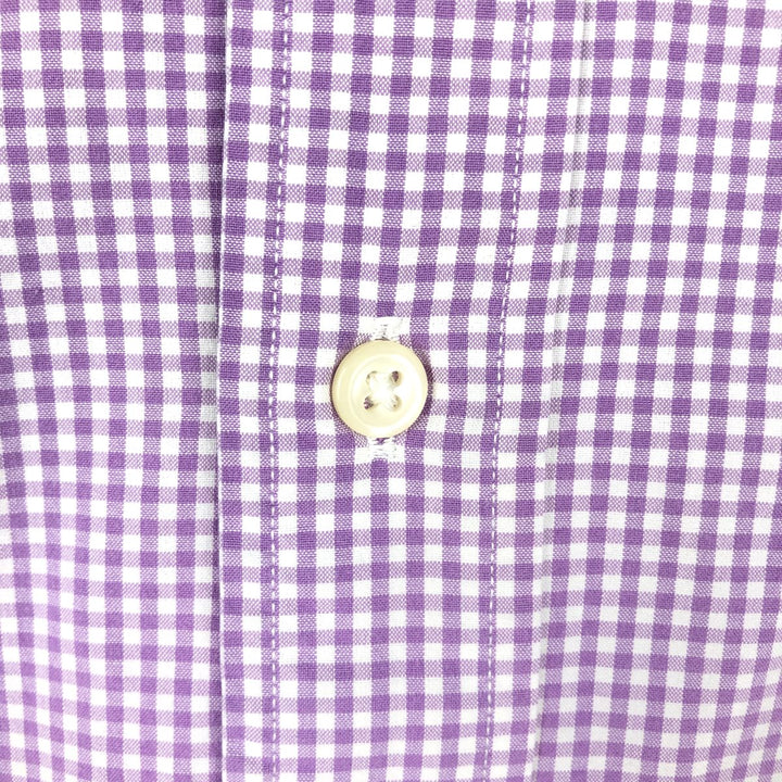 Ralph Lauren POLO by Ralph Lauren CUSTOM FIT Gingham Check Short-Sleeve Button-Down Check Shirt, Men's Size L (approx.) cotton purple type Vintage Second Hand