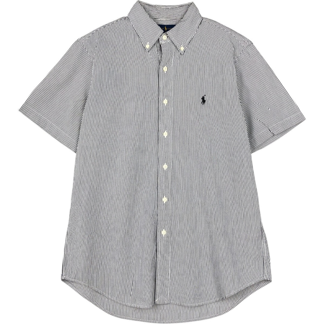 Ralph Lauren Classic Fit short sleeve button down striped shirt, men's size M cotton gray type Vintage Second Hand