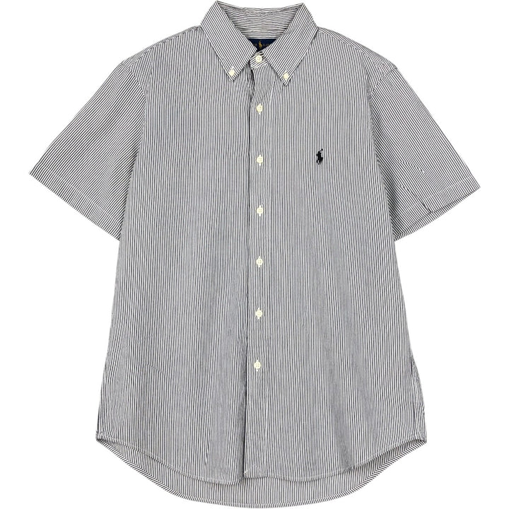Ralph Lauren Classic Fit short sleeve button down striped shirt, men's size M cotton gray type Vintage Second Hand