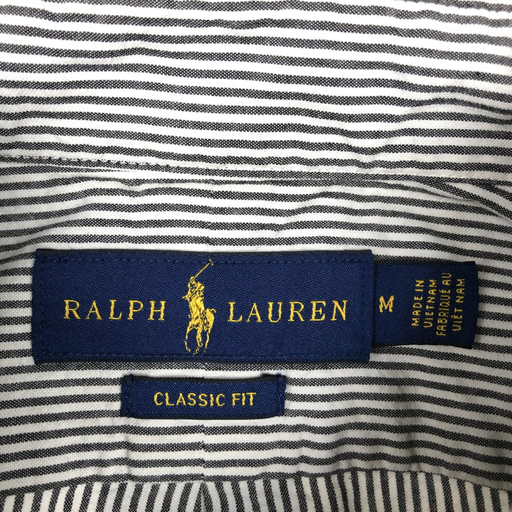 Ralph Lauren Classic Fit short sleeve button down striped shirt, men's size M cotton gray type Vintage Second Hand