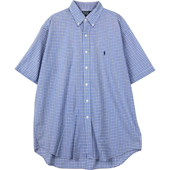 Ralph Lauren POLO by Ralph Lauren BLAKE Short-Sleeve Button-Down Check Shirt, Men's Size L (approx.) cotton blue type Vintage Second Hand