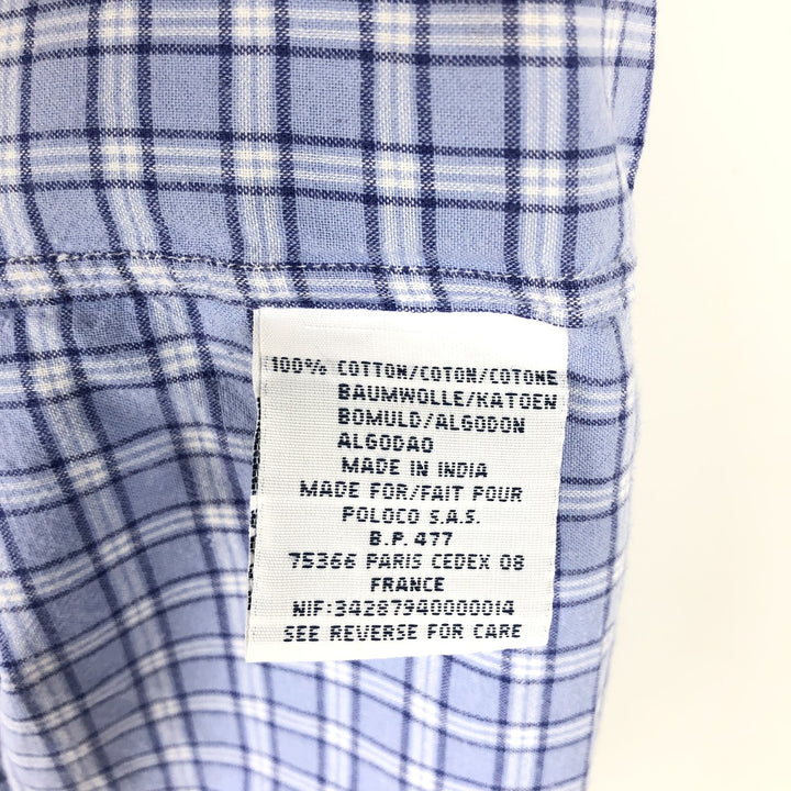 Ralph Lauren POLO by Ralph Lauren BLAKE Short-Sleeve Button-Down Check Shirt, Men's Size L (approx.) cotton blue type Vintage Second Hand
