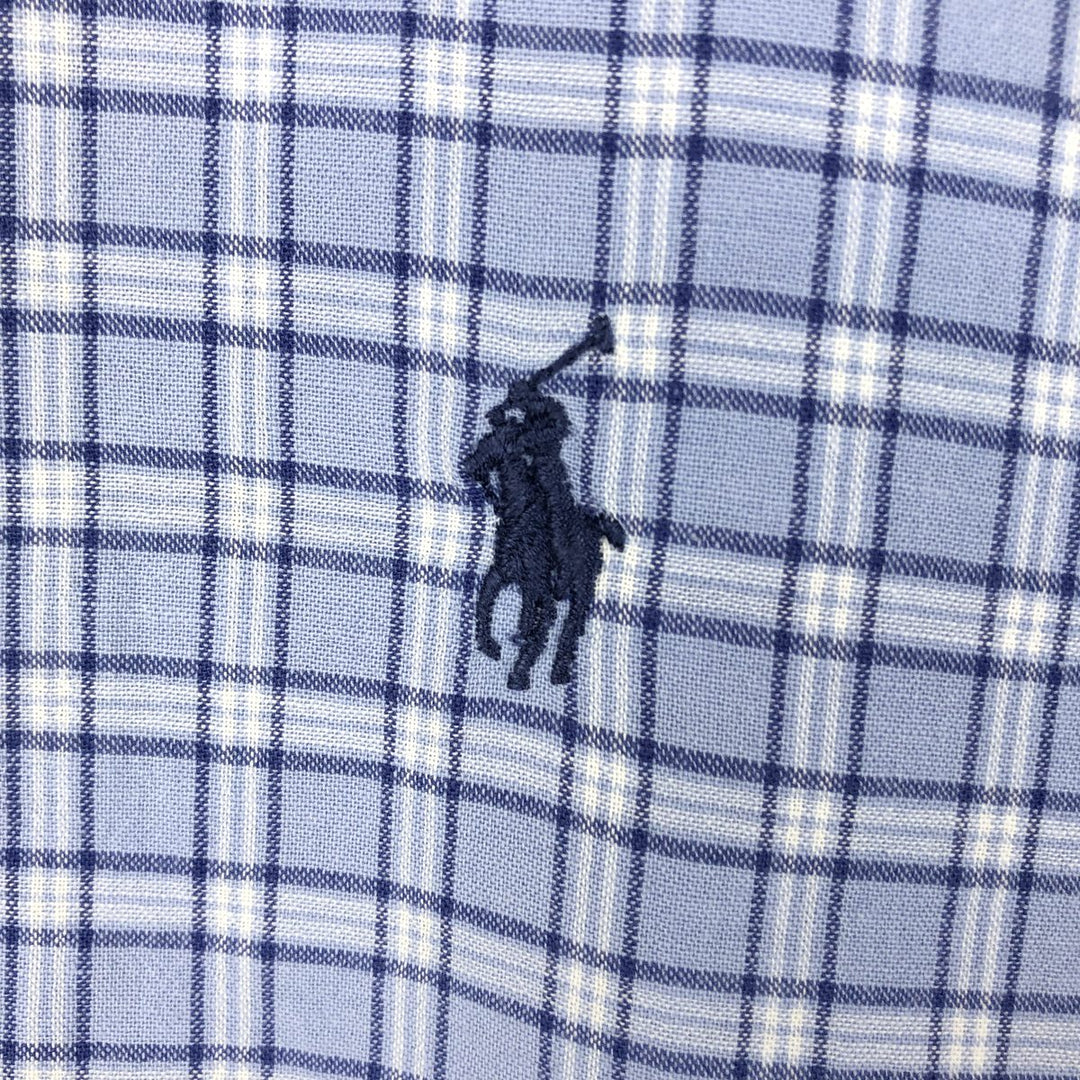 Ralph Lauren POLO by Ralph Lauren BLAKE Short-Sleeve Button-Down Check Shirt, Men's Size L (approx.) cotton blue type Vintage Second Hand