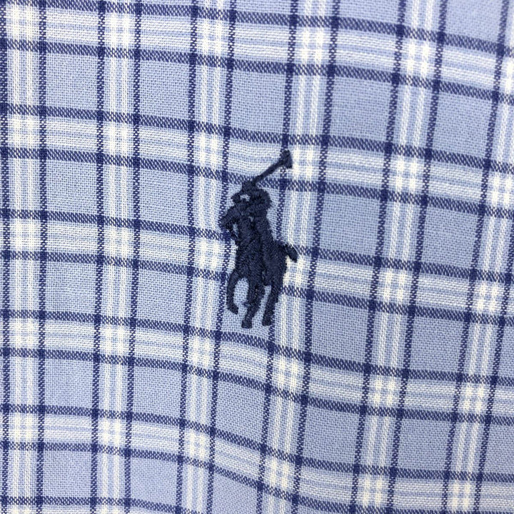 Ralph Lauren POLO by Ralph Lauren BLAKE Short-Sleeve Button-Down Check Shirt, Men's Size L (approx.) cotton blue type Vintage Second Hand