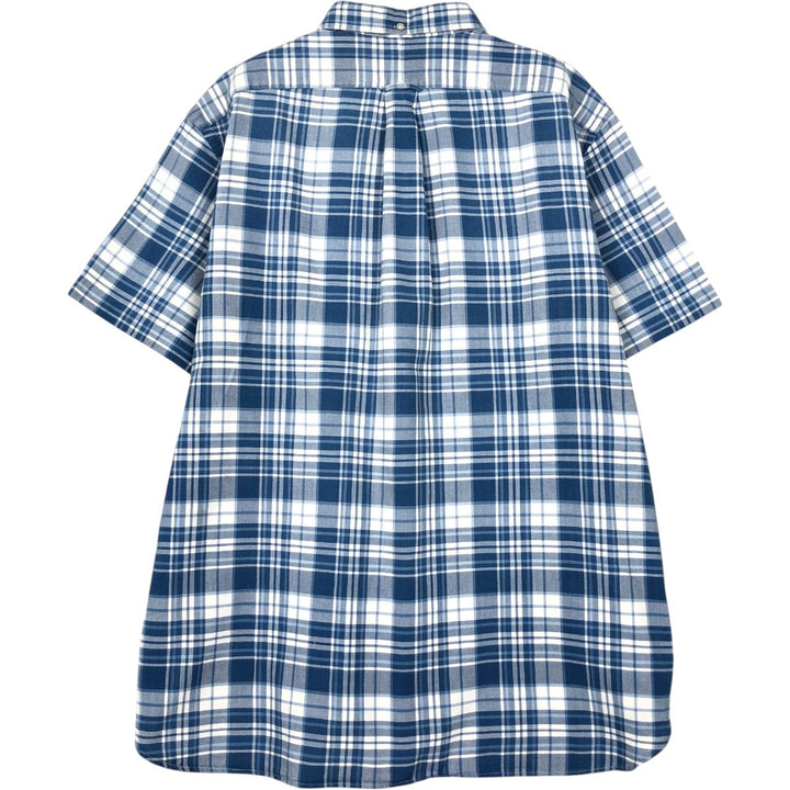 Ralph Lauren INDIGO OXFORD Short-Sleeve Button-Down Check Shirt, Men's Size XL (approx.) cotton blue type Vintage Second Hand