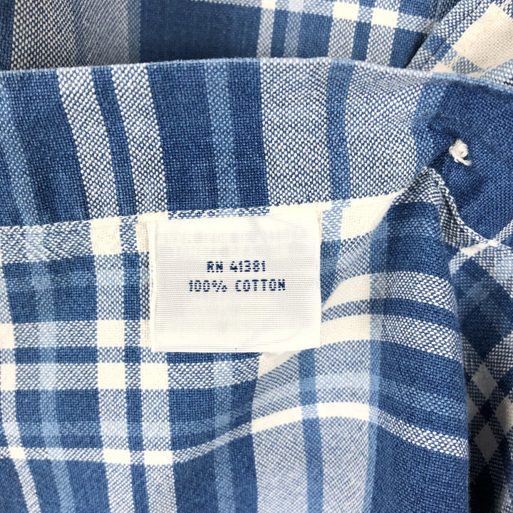 Ralph Lauren INDIGO OXFORD Short-Sleeve Button-Down Check Shirt, Men's Size XL (approx.) cotton blue type Vintage Second Hand