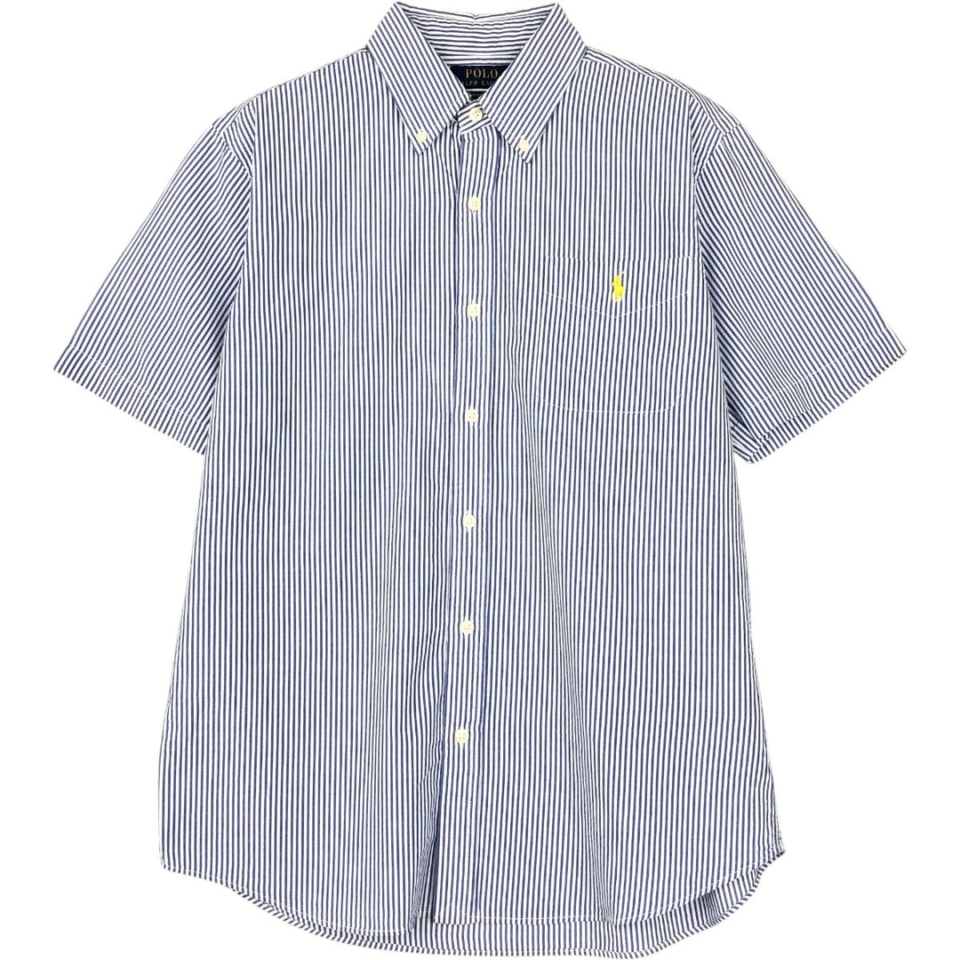 POLO RALPH LAUREN RL UNTUCKED FIT Seersucker short sleeve button down striped shirt Men's M size cotton blue type Vintage Second Hand